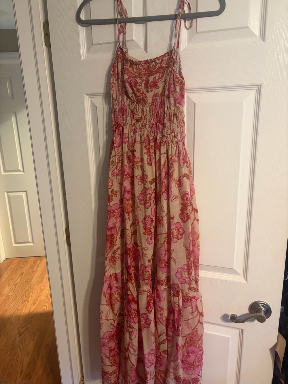 Taylor Pink Floral Maxi Dress with Tie Straps